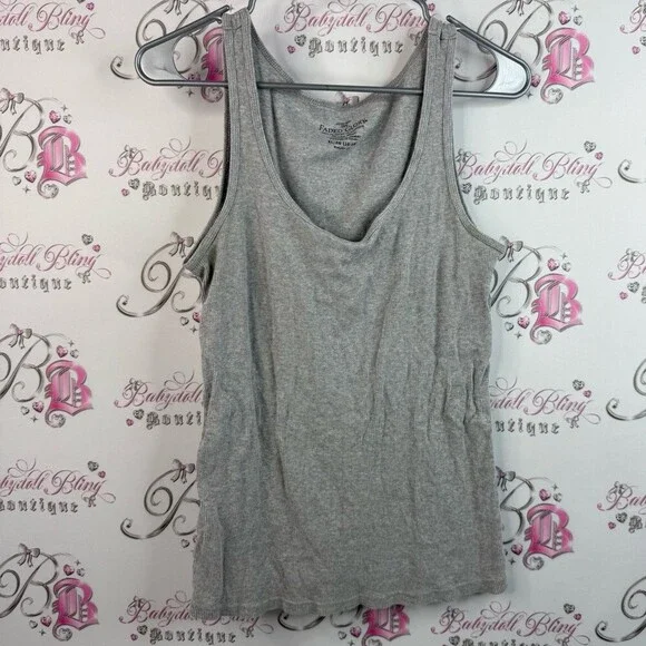 Faded Glory tank top swoop neck ribbed shirt Light Gray Women's Tank Top