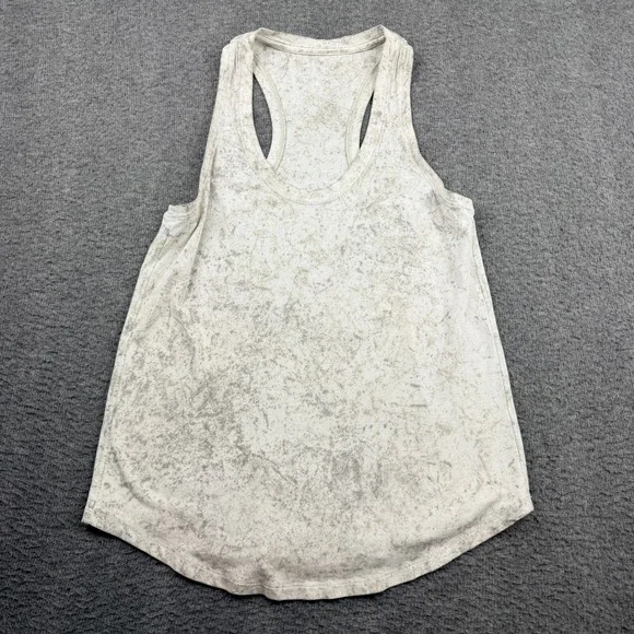 Lululemon Racerback Tank Top Gray White‎ Marble Acid Wash Size 4 Activewear