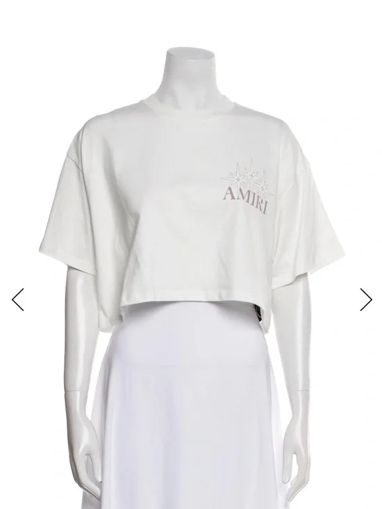 AMIRI White Cropped Star Logo Tee with tag