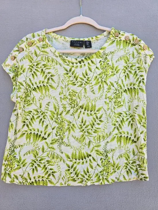 Tahari Linen Blend Sleeveless Top Medium