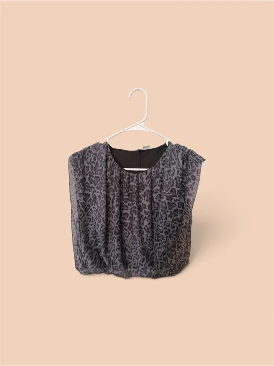 H&M Gray Leopard Print Blouse