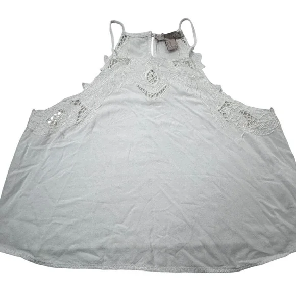Forever 21 Contemporary White Crochet Lace Halter Tank High Neck M Festival boho