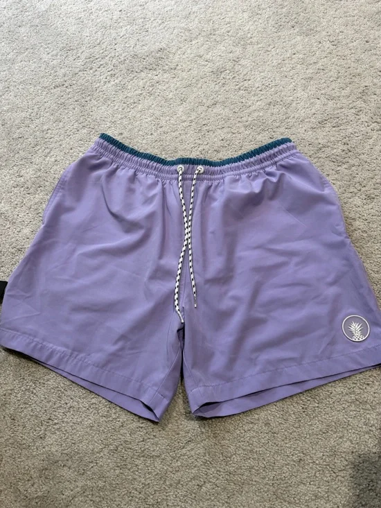 chubbies Lavender Athletic Shorts with Teal Trim