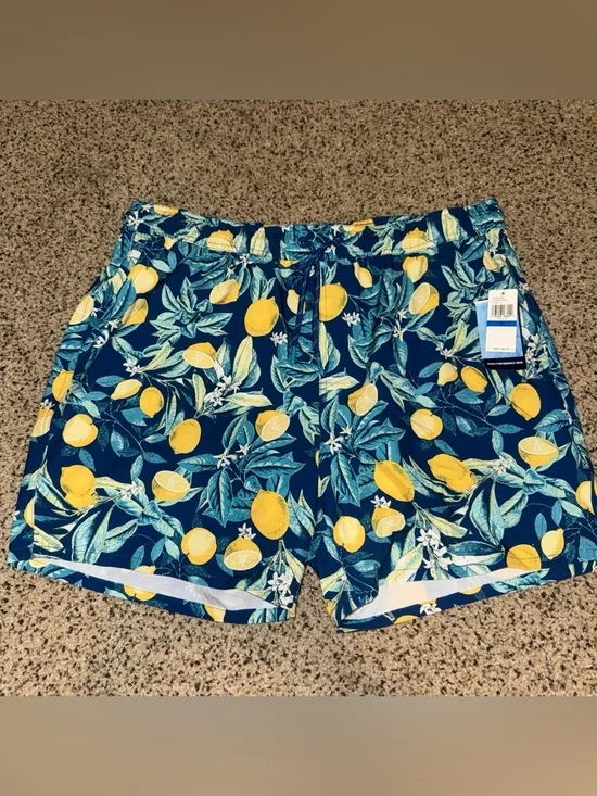 NWT Izod Saltwater Swim Trunks, Blue /Yellow, Size XL