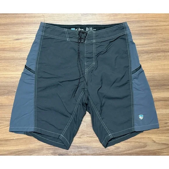 Kuhl Mutiny River Board Shorts Mens Gray Blue Hybrid Swim Trunks Hiking Sz 30