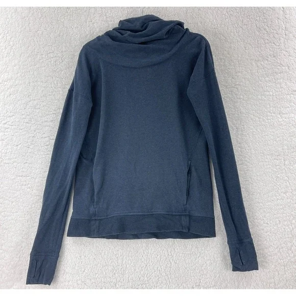 Lululemon Stress Less Sweater Women Size 4 Blue Hoodie Long Sleeve Knit Pullover