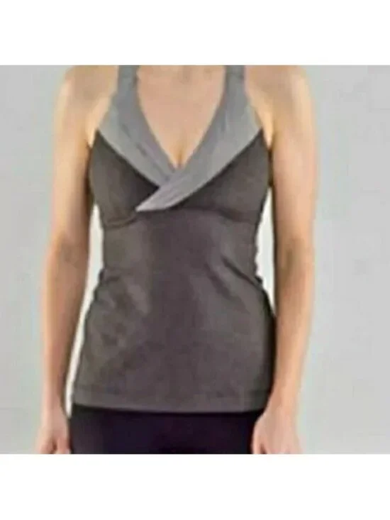 LULULEMON Deep Breath Tank Heathered wren striped Tank Top