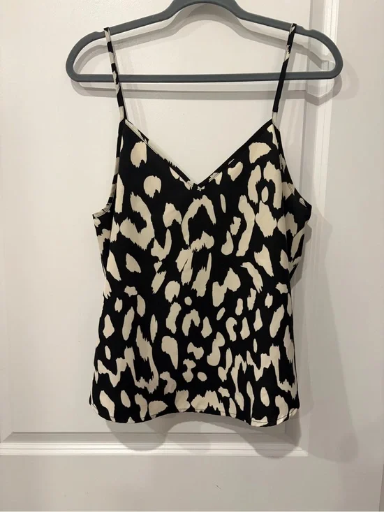 Black and Cream Animal-Print Spaghetti Strap Cami