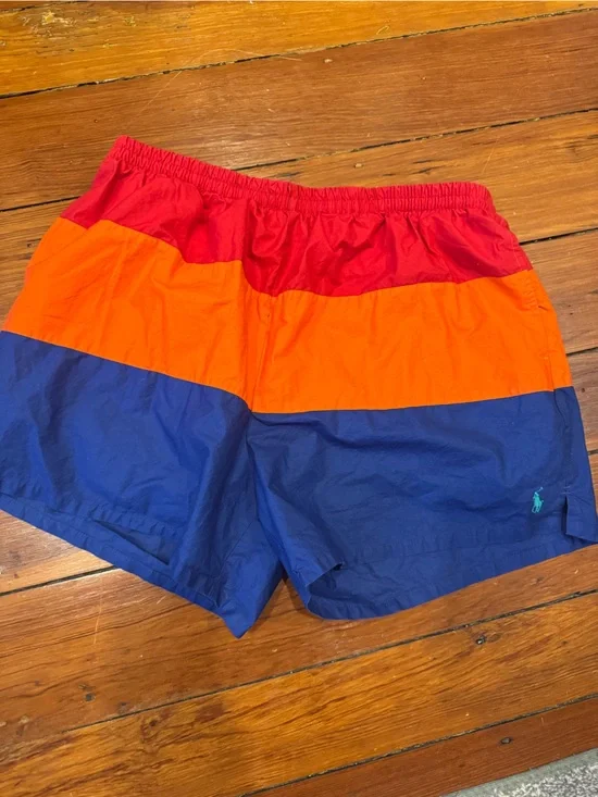 Ralph Lauren Men’s Colorblock Swim Trunks - Red/Orange/Blue