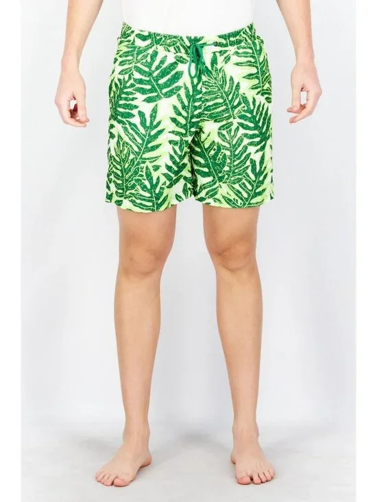 Club Room Leaf Print Swim Trunks XL Mesh Lined Elastic Waist Shorts Dad AOP