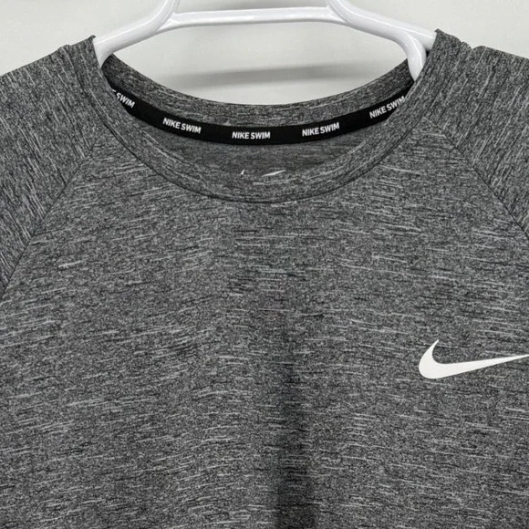 Nike Swim Mens Dri-FIT UPF 40+ Heather Grey Rash Guard Shirt XXL NESSA589-001