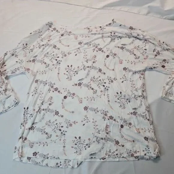 Loft Boho Floral Botanical Knit Pullover Top Womens L White Dainty Cottagecore