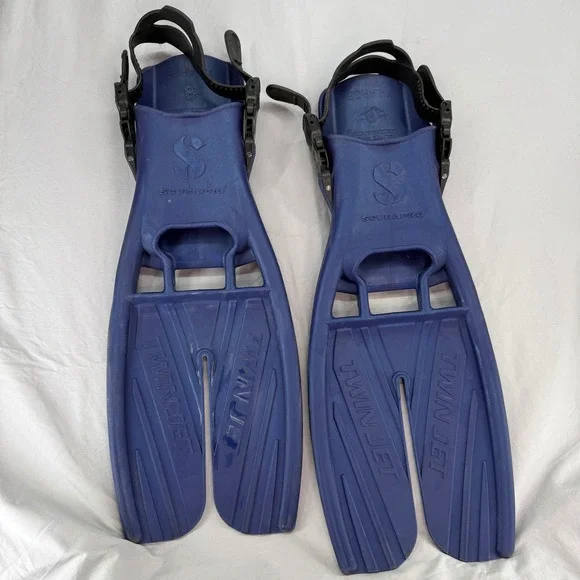Scubapro Twin Jet Blue Split Fins Open Heel Scuba Diving XL Made in USA