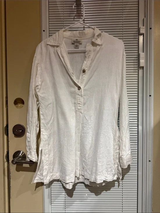 Island Republic White Button-Front Cotton Tunic