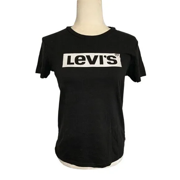 levis womens black white short sleeve t shirt top Xs small