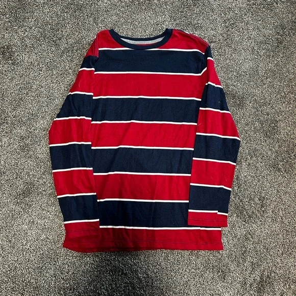 Old Navy Striped Long Sleeve T-Shirt Girls XL Plus Red Navy Blue Excellent