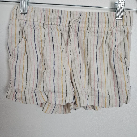 Old Navy Kids Striped Linen Blend Shorts Elastic Waist Drawstring Size M‎ 8