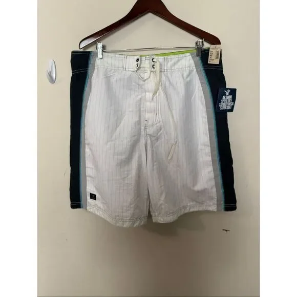 American Eagle Outfitters Mens Swim Trunks Board Shorts NWT Size 38 White Black