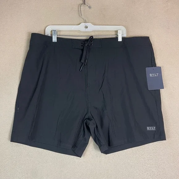 BYLT Shorts Mens 40 PCF_SHO Black Performance Stretch Boardshorts NEW
