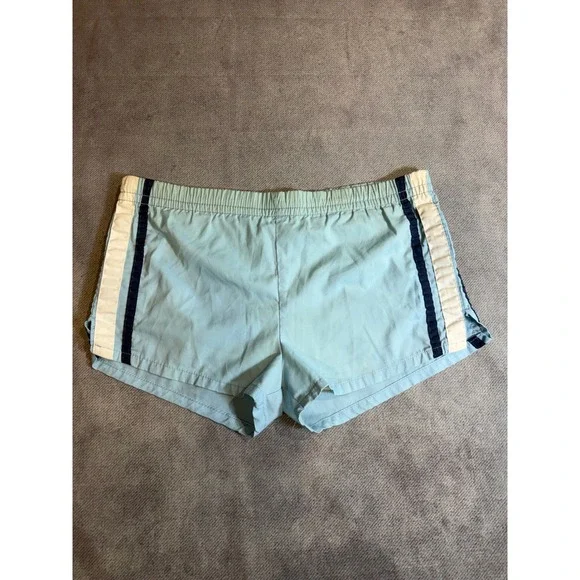 Vintage Cambridge Beachwear Mens Blue Striped Swim Trunks Shorts Large Made USA