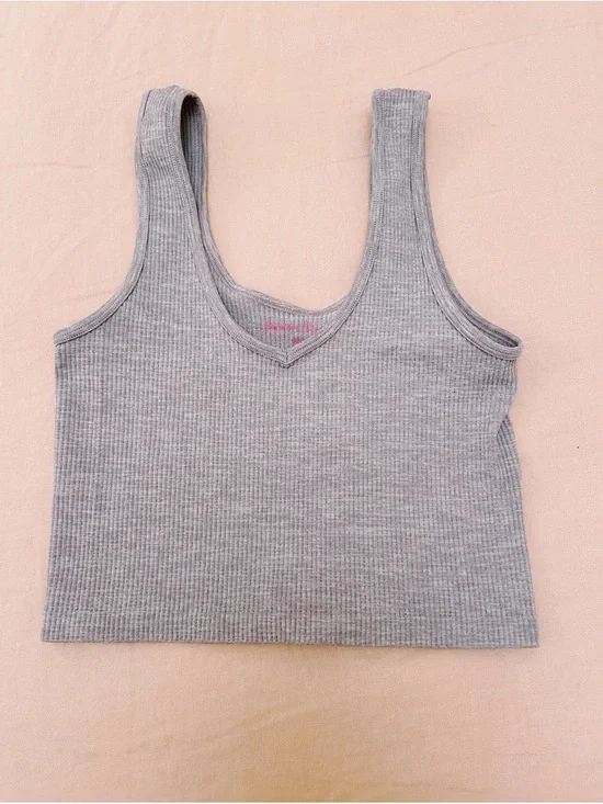 Grey/Green Ribbed V-Neck Tank Top set