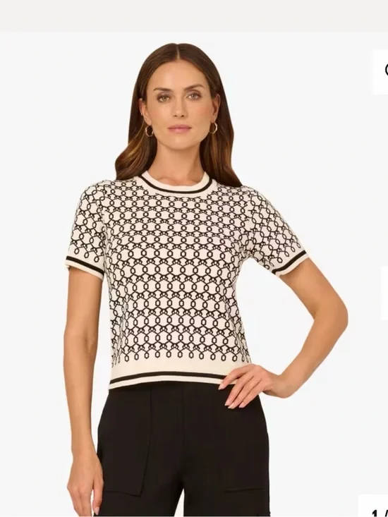 Adrianna Papell short sleeve sweater knit top XL