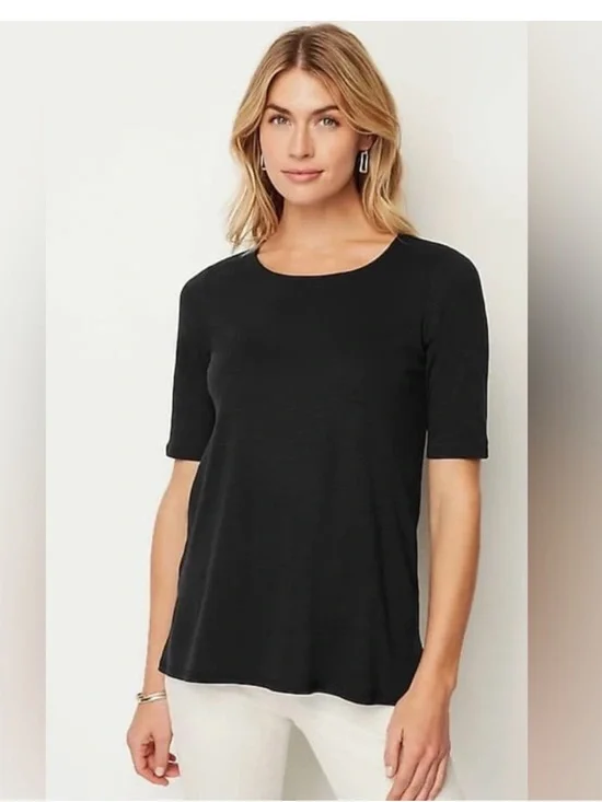 J. Jill Pima Cotton Slub Elbow-Sleeve Tee Like New