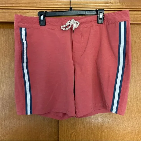Faherty Retro Surf Stripe Boardshorts Size 40 Beach Summer Vacation Pool Swim
