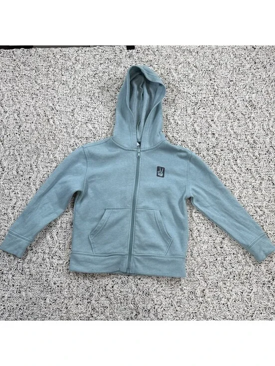 Old Navy Kids  Hoodie Sweatshirt S 6-7 Light Blue Peace Sign Full Zip