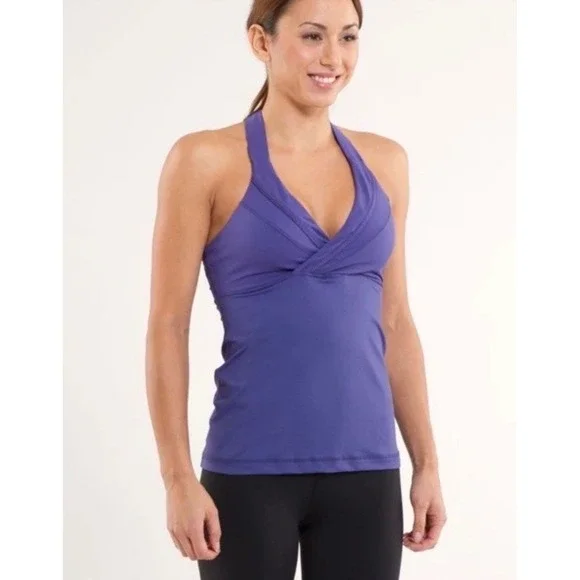 Lululemon‎ Deep Breath Tank Top Women Size 8 Blue Racerback Athletic Yoga