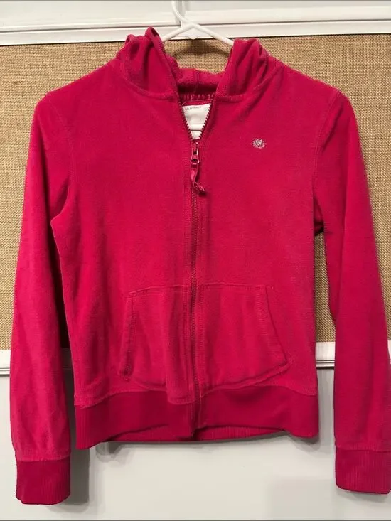 Old Navy Girls Hot Pink Zip-Up Hooded Sweatshirt