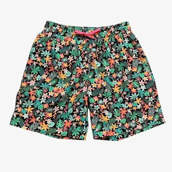 Chubbies Shorts Mens S Small Black Floral Bloomerangs Lined Beach‎ Swim Trunks