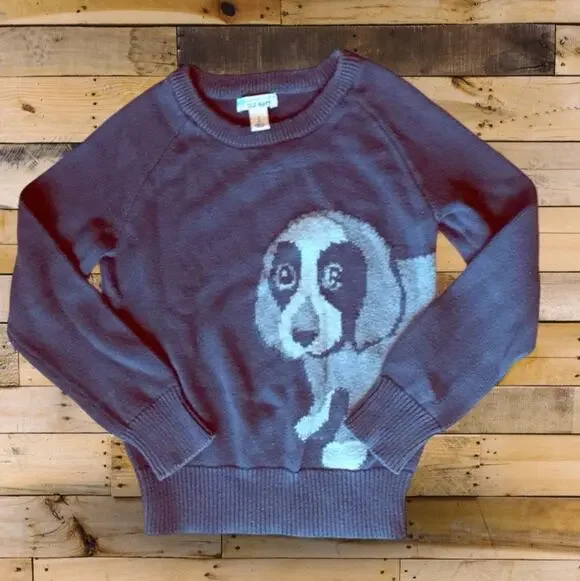 Old Navy Girl Grey Puppy Sweater Size 6-7 years