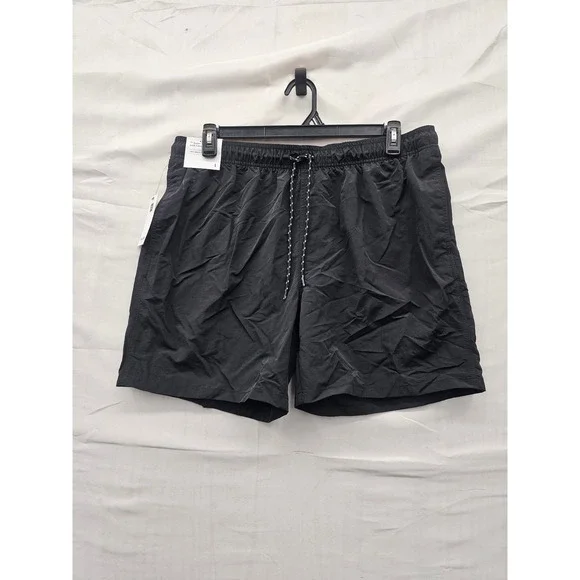 Goodfellow & Co Mens 7 Inch Swim Shorts Black Nylon Blend Casual Size Large