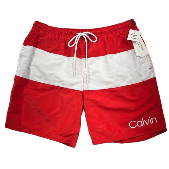 Calvin Klein Swim‎ Trunks Mens XL High Risk Red Colorblocked 7