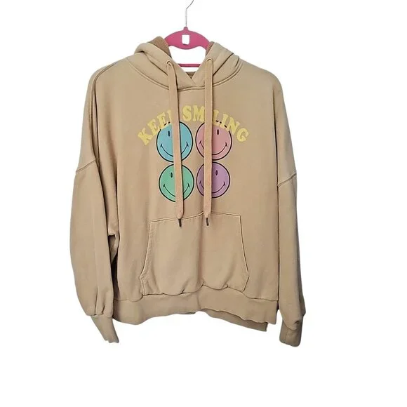 American Eagle Women Pullover S Big Hugs Keep Smiling Graphic Oversized Hoodie‎