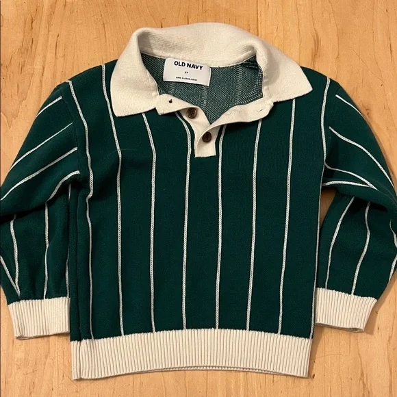 Old Navy Green Striped Boys Sweater