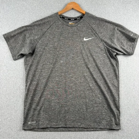 Nike Swim Shirt Mens Large Dri-FIT Heather Grey UPF 40+ Rash Guard Performance