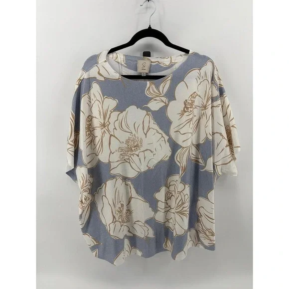 Sioni Sweater Dolman Sleeve Abstract Floral Elegant Feminine Cozy, 3x, NWOT
