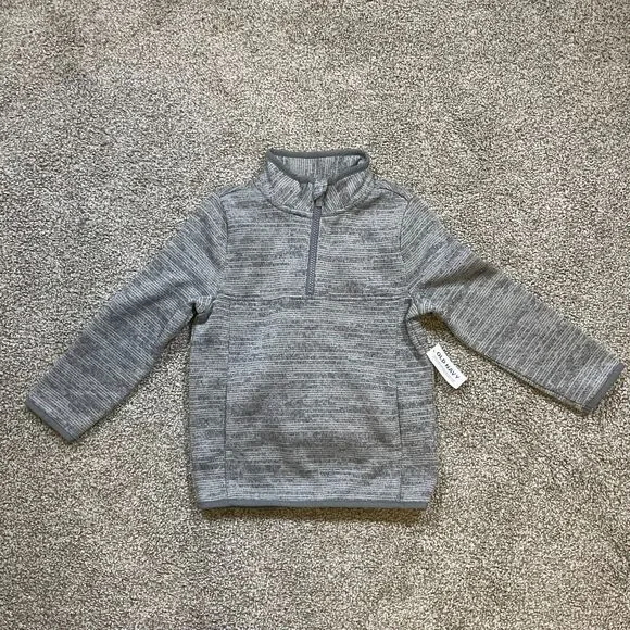 Old Navy Kids Boys Unisex 1/4 Zip Fleece‎ Pullover Sweater Top Size 5T Gray NWT
