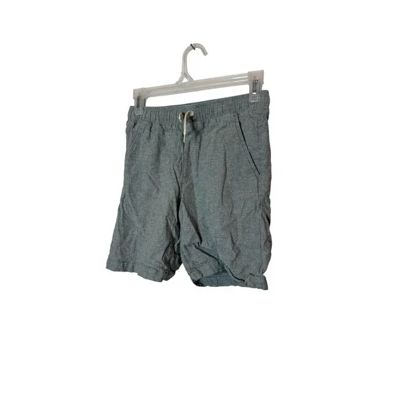 Old Navy Shorts Kids 10-12 Gray Linen Chambray Chino Elastic‎ Waist Drawstring