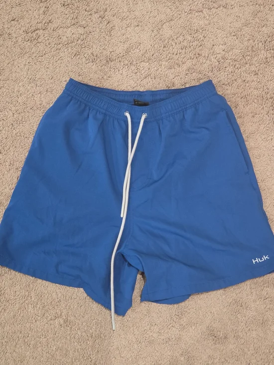 Huk Men's Royal Blue Swim Trunks with White Drawstring