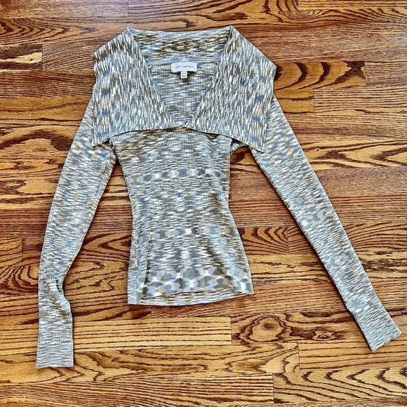 Lost + Wander Y2K Style Long Sleeve Fitted Knit Top Marled Design Sz XS/S  NWOT‎