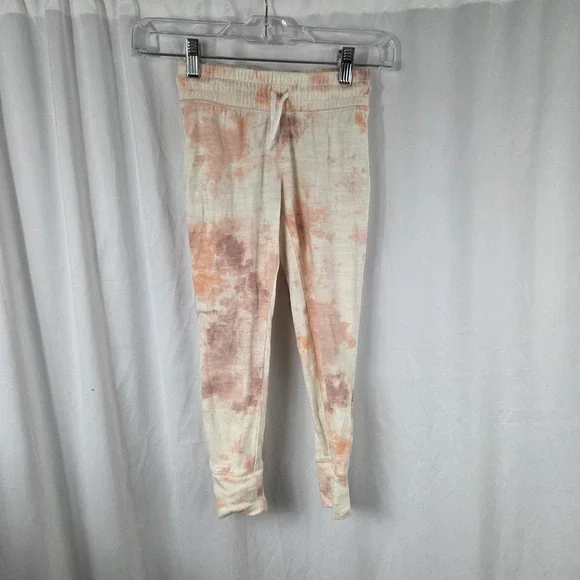 Old Navy Girls Size Small Drawstring Pull On Fleece Jogger Pants Peach Tie Dye