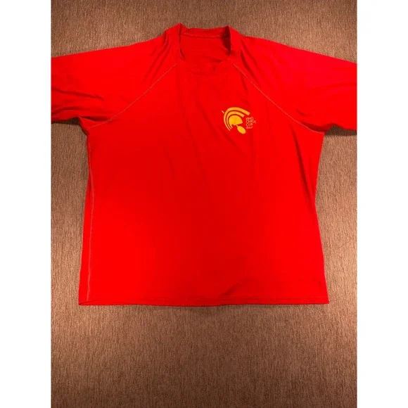 Xcel Kihei Canoe Club Maui Paddle Shirt Mens XL Red Short Sleeve Rash Guard UV