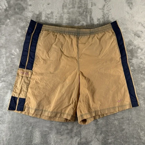 Vintage Nike Shorts Mens 2XL Blue White‎ Board Swim Trunk Lined Swoosh Y2K