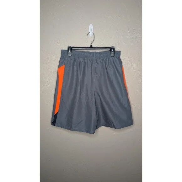 NWT Nike Mens Large Gray Orange Swim Trunks With Liner 717384
