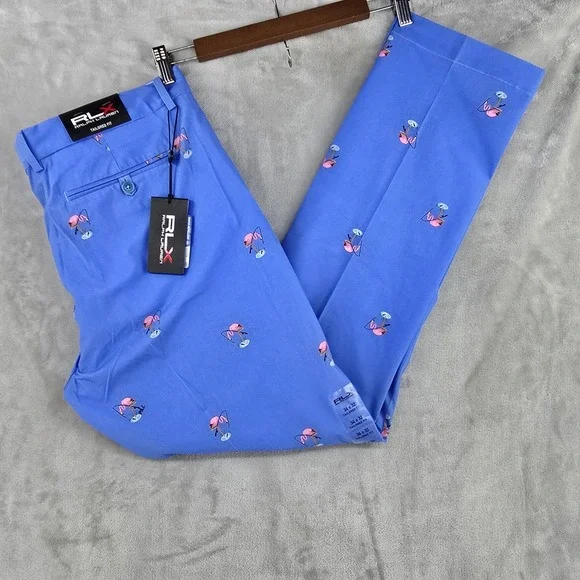RLX Ralph Lauren Golf Performance Chino Mens 34x32 Flamingo‎ Fishing Wicking New