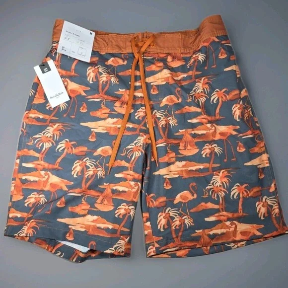 Men's 9'' Inseam Board‎ Swim Trunks Shorts- Goodfellow & Co Orange Island M
