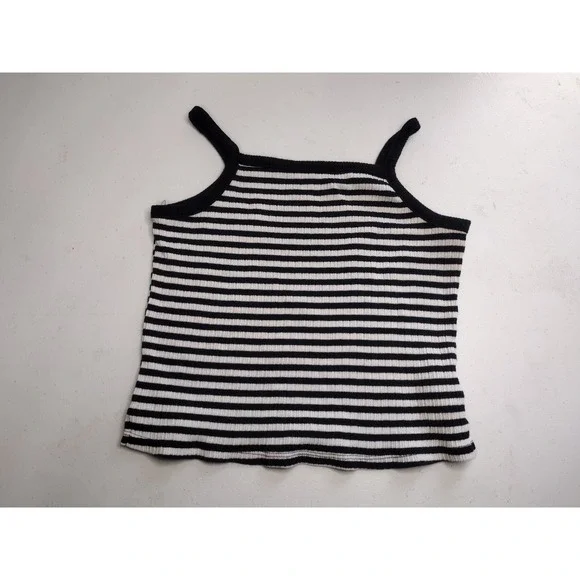 Old Navy Girls Large 10-12 Striped Ribbed Tank Top‎ Black White Camisole